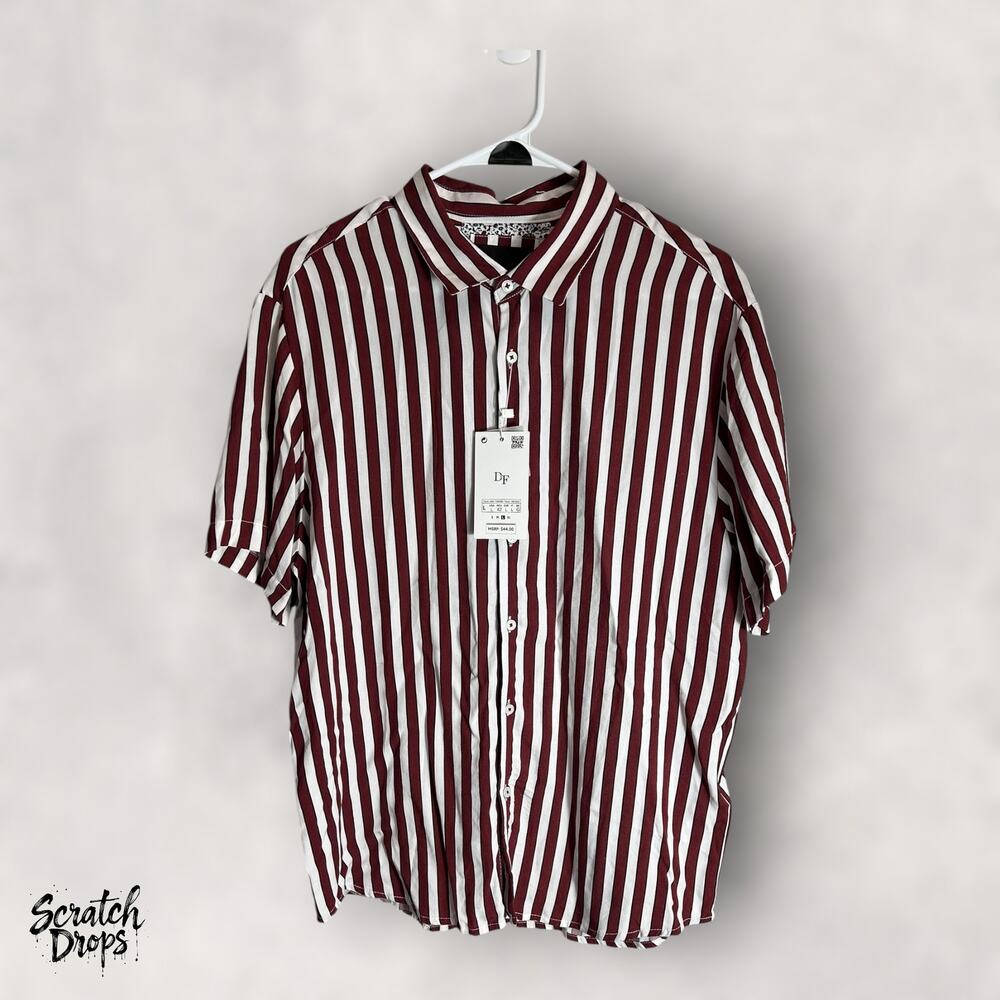 Denim and Flower Men's Striped Button Down Shirt Size Large NWT Casual Top M02